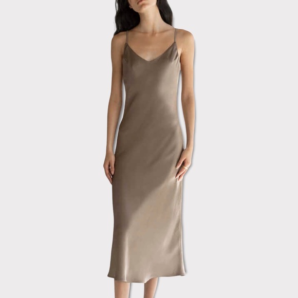OAK + FORT Dresses & Skirts - Oak + Fort Midi Slip Dress Taupe Size S